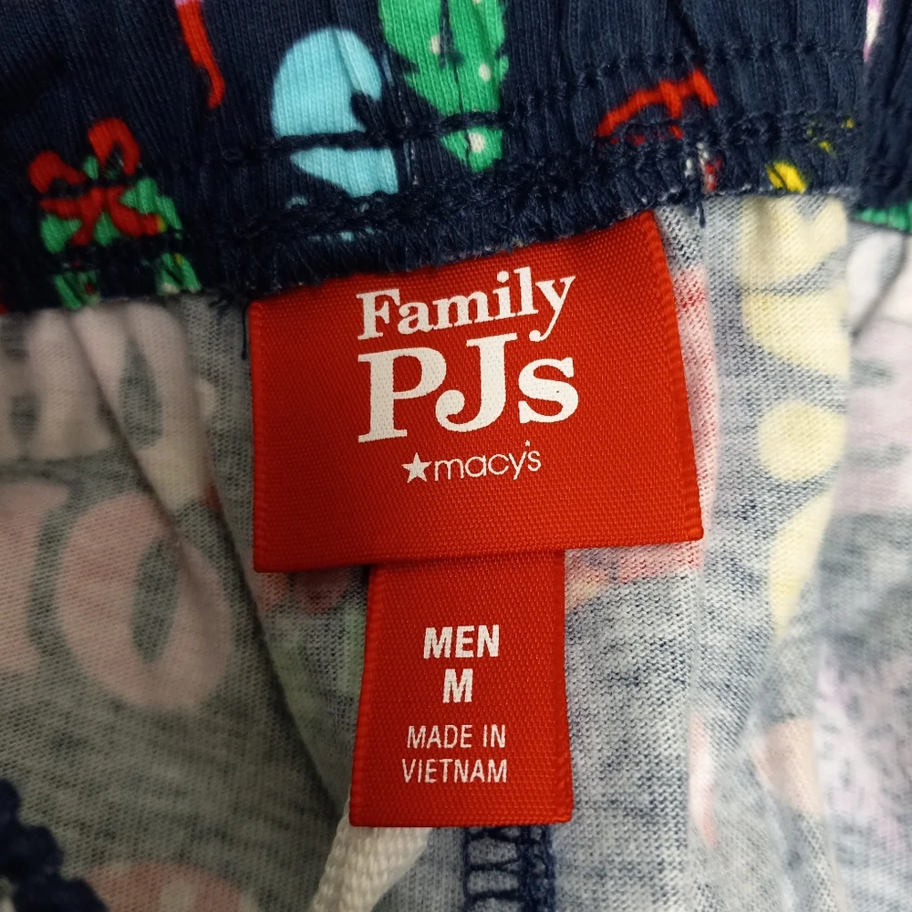 Macy's Mens Holiday Pajama Set Blue Medium Christmas Family PJs Matching - Picture 10 of 15
